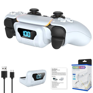 Charging Pack for PS5 & Dualsense Edge Controllers, Lightweight Compact Easy to Carry, Extends 18 Hours Gaming Time for Uninterrupted Play, PS5 Controller Accessory, White, Console Accessory